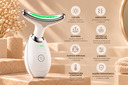 Masajeador de cara, cuello y papada con vibración y LED
