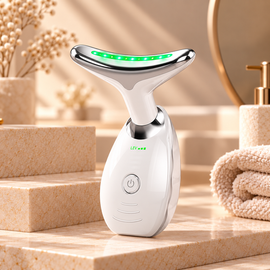 Masajeador de cara, cuello y papada con vibración y LED